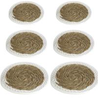 Gerimport Pannen onderzetters - 6x stuks - zeegras - rond - 20 en 24 en 28 cm - Keuken artikelen