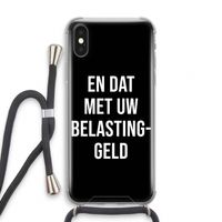 Belastinggeld - Zwart: iPhone XS Transparant Hoesje met koord