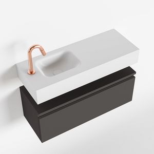 Toiletmeubel Mondiaz Andor | 80 cm | Meubelkleur Dark grey | Lex vrijhangend wastafel Talc Links | 1 kraangat