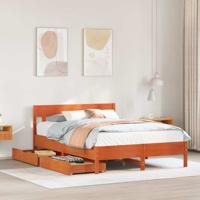 Bedframe zonder matras massief grenenhout wasbruin 140x200 cm
