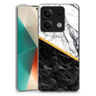 Xiaomi Redmi Note 13 5G | TPU | Siliconen hoesje | Marmer Wit Zwart - Origineel Cadeau Man