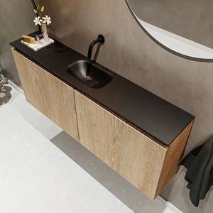 Mondiaz Ture 120cm toiletmeubel washed oak met wastafel urban midden geen kraangat