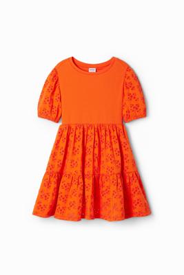 Gecombineerde jurk met broderie anglaise - RED - 7/8