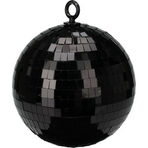 Grote discobal kerstbal /spiegel kerstbal- 1x- zwart -18 cm -kunststof