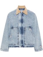 Moschino veste en jean à col en velours côtelé - Bleu