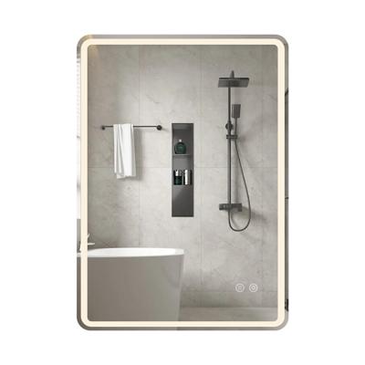 80 x 60 cm LED-Badkamerspiegel Onbreekbare Rechthoekige Wandspiegel van Gehard Glas Instelbare Kleurtemperatuur in Drie Kleuren