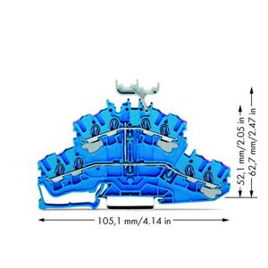 WAGO 2002-2439 Doorgangsklem 2-etages 5.20 mm Spanveer Toewijzing: N Blauw 50 stuk(s)