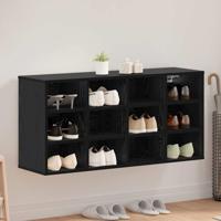Schoenenkast Zwart eiken 103 x 30 x 51 cm Bewerkt hout