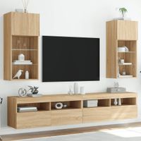 Tv-meubels met LED-verlichting 2 st 40,5x30x90 cm sonoma eiken - thumbnail