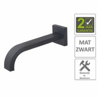 AQS Wastafelkraan Uitloop Vierkant 22 cm Mat Zwart Boss & Wessing - thumbnail