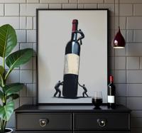 Werken aan een fles wijn poster abstract