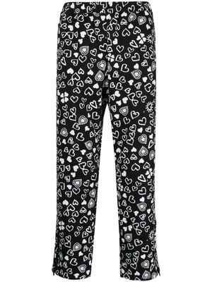 Black Comme Des Garçons pantalon court à imprimé cœur - Noir