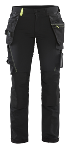 Blåkläder Dames 4-weg stretch werkbroek 71921645 | Zwart/High-Vis Geel | Maat 36 - 7330509728994
