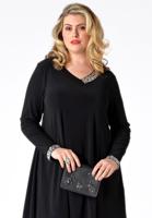Yoek Shirt wide bot strass | Zwart | Maat S