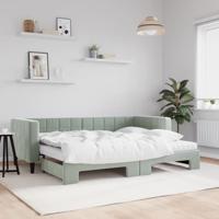 Slaapbank onderschuifbed matrassen 80x200 cm fluweel lichtgrijs