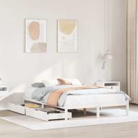 Bedframe zonder matras massief grenenhout wit 140x200 cm
