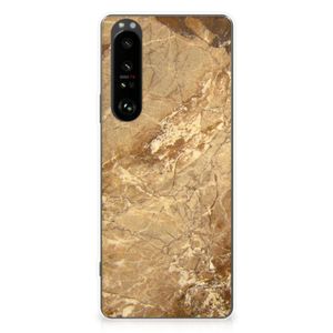 Sony Xperia 1 III TPU Siliconen Hoesje Marmer Creme