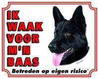 Duitse Herder Zwart Waakbord - Ik waak voor mijn baas Duitse Herder Zwart Waakbord - Ik waak voor mijn baas