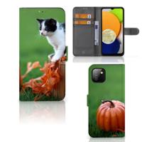 Samsung Galaxy A03 | Telefoonhoesje | Met pasjeshouder | Kitten