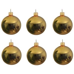 Decoris kerstballen - 6x st - goud - 8 cm - glas - kerstversiering