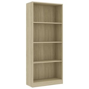 The Living Store Boekenkast - Sonoma eiken - 60 x 24 x 142 cm - Stabiel en duurzaam - 4 open schappen