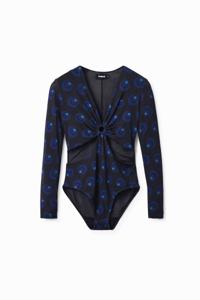 Body met cut-out en geometrische cirkelprint - BLUE - M