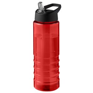 Sport bidon Hi-eco gerecycled kunststof - drinkfles/waterfles - rood/zwart - 750 ml