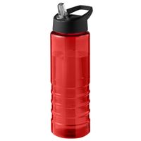 Sport bidon Hi-eco gerecycled kunststof - drinkfles/waterfles - rood/zwart - 750 ml