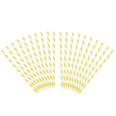 Gestreepte drink rietjes van papier geel/wit 40x stuks