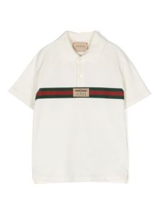 Gucci Kids Web-stripe cotton polo shirt - Tons neutres