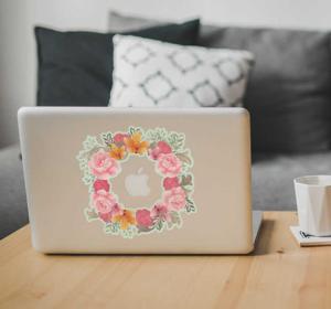 Macbook sticker bloemenkrans
