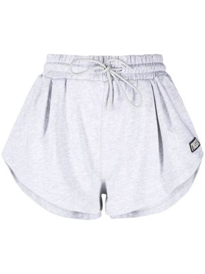 MSGM short en coton à patch logo - Gris