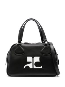 Courrèges sac fourre-tout en cuir à logo appliqué - Noir