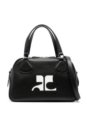 Courrèges sac fourre-tout en cuir à logo appliqué - Noir