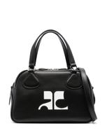 Courrèges logo-appliqué leather bowling bag - Noir