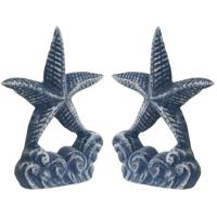 Deurstopper Zeester - 2x - blauw - gietijzer - 12 x 6 x 15 cm - maritiem