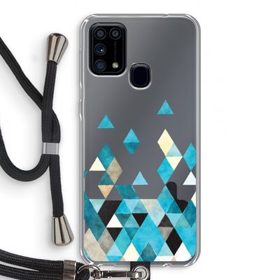 Gekleurde driehoekjes blauw: Samsung Galaxy M31 Transparant Hoesje met koord