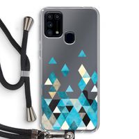 Gekleurde driehoekjes blauw: Samsung Galaxy M31 Transparant Hoesje met koord