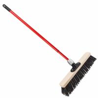 Staaldraad straatbezem - buitenbezem - 40 cm - met metalen telescoopsteel - rood