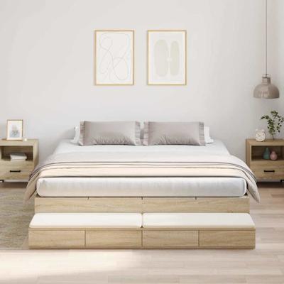 Opbergbedframe Sonoma Eiken 236.5 x 200 x 31.5 cm Bewerkt hout