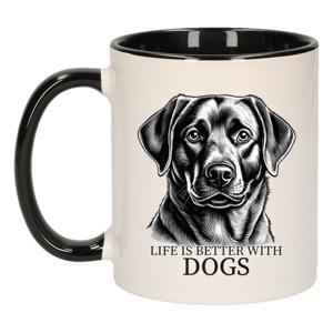 Cadeau mok voor honden liefhebbers - Labrador Retriever - zwart - keramiek - 300 ml