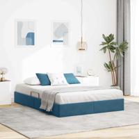 Opslag bed met matras Donkerblauw 140 x 200 cm Fluweel