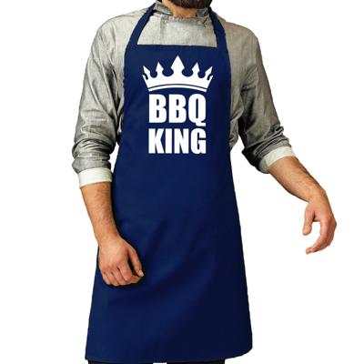 Barbecueschort - BBQ King - blauw - voor heren - Barbecue keuken schort - Cadeau - Vaderdag