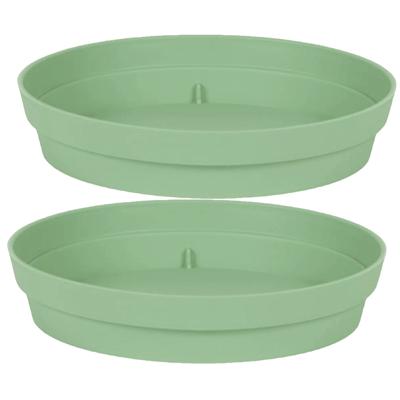 EDA Bloempot onderschaal Toscane - 2x stuks - kunststof - groen - D35 cm - opvangschalen