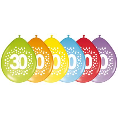 Folat party ballonnen- 30 jaar verjaardag cijfers - 36x stuks - versiering - 29 cm - feestartikelen