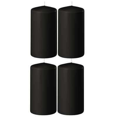 4x Zwarte cilinderkaarsen/stompkaarsen 6 x 12 cm 45 branduren 4x Zwarte cilinderkaarsen/stompkaarsen 6 x 12 cm 45 branduren