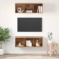Wandgemonteerde TV-kasten 2 pcs Oud hout 37 x 37 x 107 cm