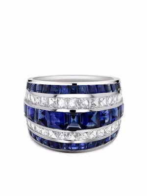 Pragnell bague en platine Manhattan ornée de saphirs et de diamants - Argent