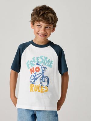 T-shirt met korte mouwen voor jongens oceaanblauw