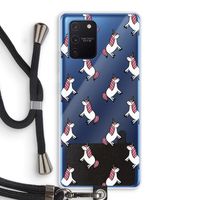 Eenhoorns overal: Samsung Galaxy Note 10 Lite Transparant Hoesje met koord